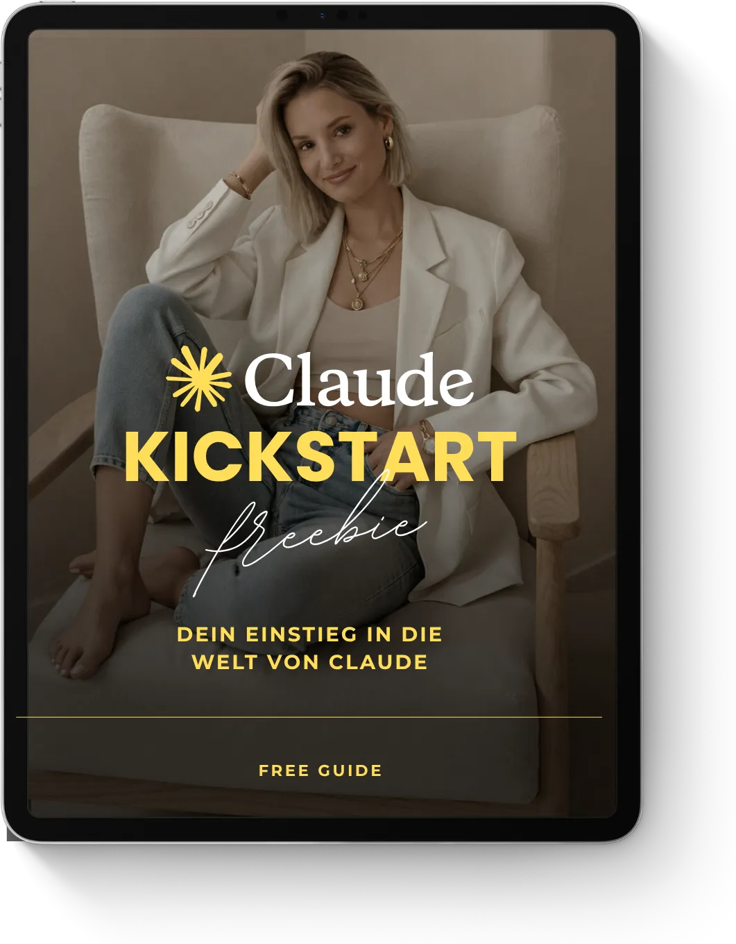 Claude Kickstart: kostenloser Guide für den Einstieg in die Welt von Claude, auf einem Tablet